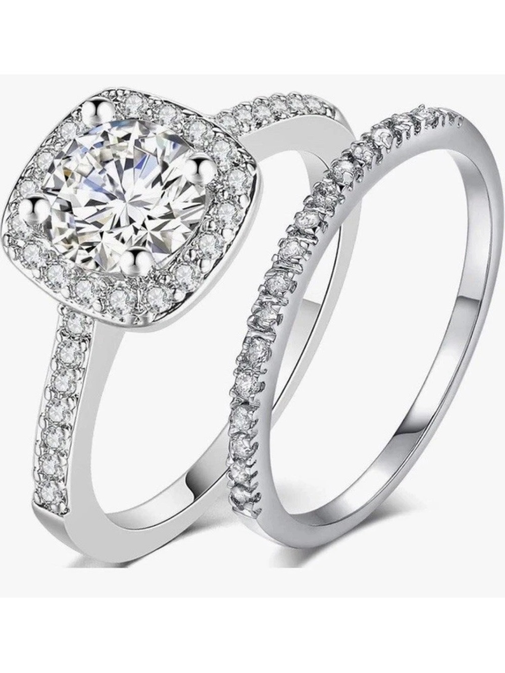 NWOT White Gold-Plated Ring Set. Size 5